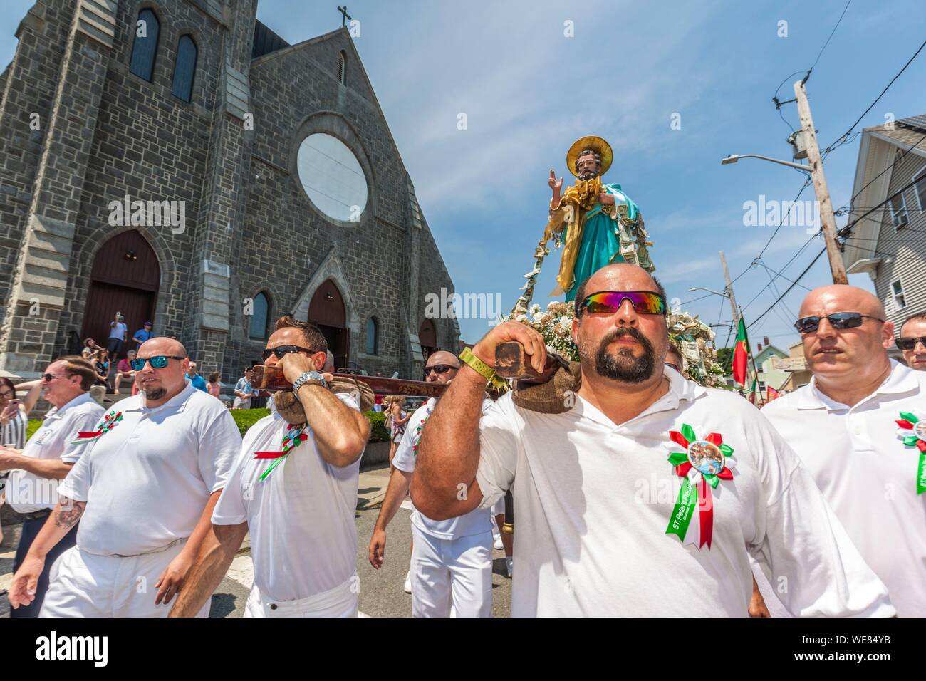 United States, New England, Massachusetts, Cape Ann, Gloucester, Saint Peters Fiesta, traditionelle italienische Angeln Community Festival, Prozession der Heiligen Stockfoto