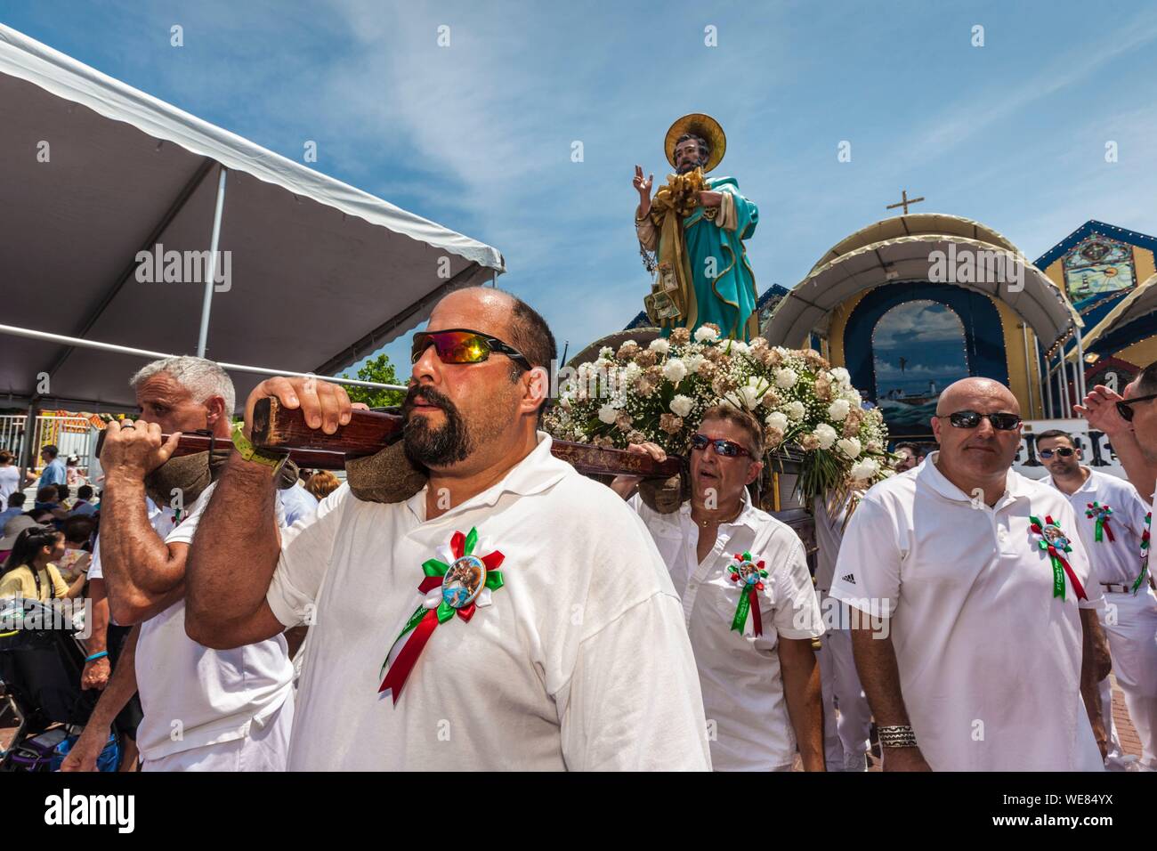 United States, New England, Massachusetts, Cape Ann, Gloucester, Saint Peters Fiesta, traditionelle italienische Angeln Community Festival, Prozession der Heiligen Stockfoto