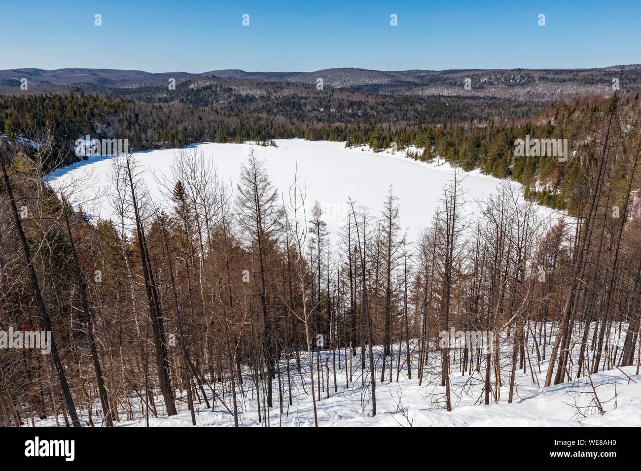 Kanada, Quebec Provinz, Mauricie region, Shawinigan und Umgebung, Mauricie Nationalpark, Winter wandern, Solitair Seeblick Stockfoto