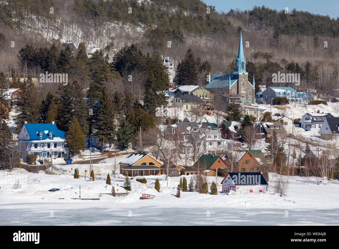Kanada, Quebec Provinz, Mauricie region, Shawinigan und Umgebung, Grandes-Piles Dorf am Ufer des Flusses Saint-Maurice Stockfoto