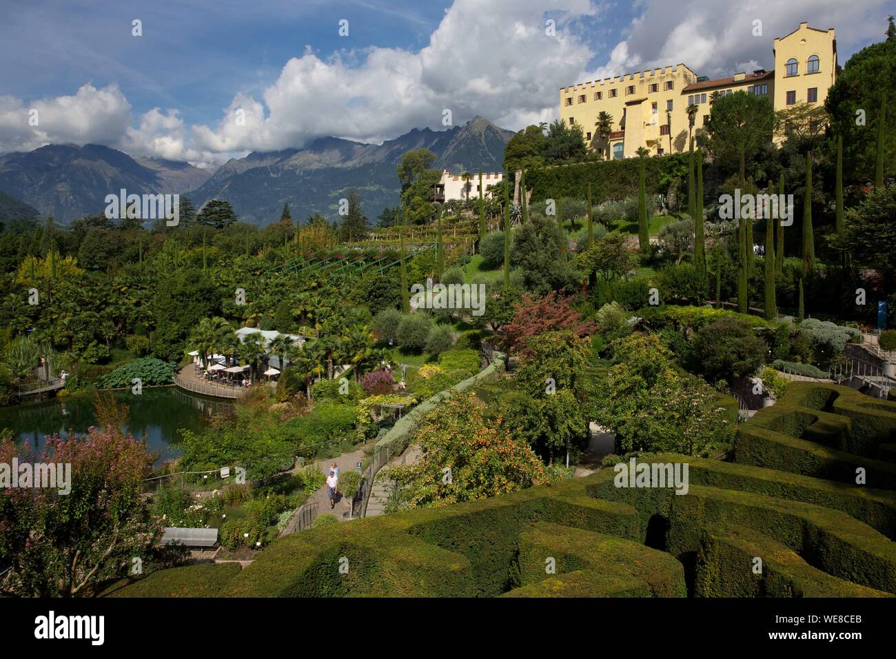 Italien, Autonome Provinz Bozen, Meran, die Botanischen Gärten von Schloss Trauttmansdorff Stockfoto