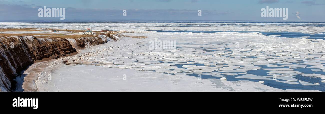 Kanada, Provinz le Nouveau-Brunswick, la région Chaleur, La Baie DES Chaleurs, la Côte entre Grande-Anse et Bathurst à l'époque de La Fonte de glaces Au Printemps Stockfoto