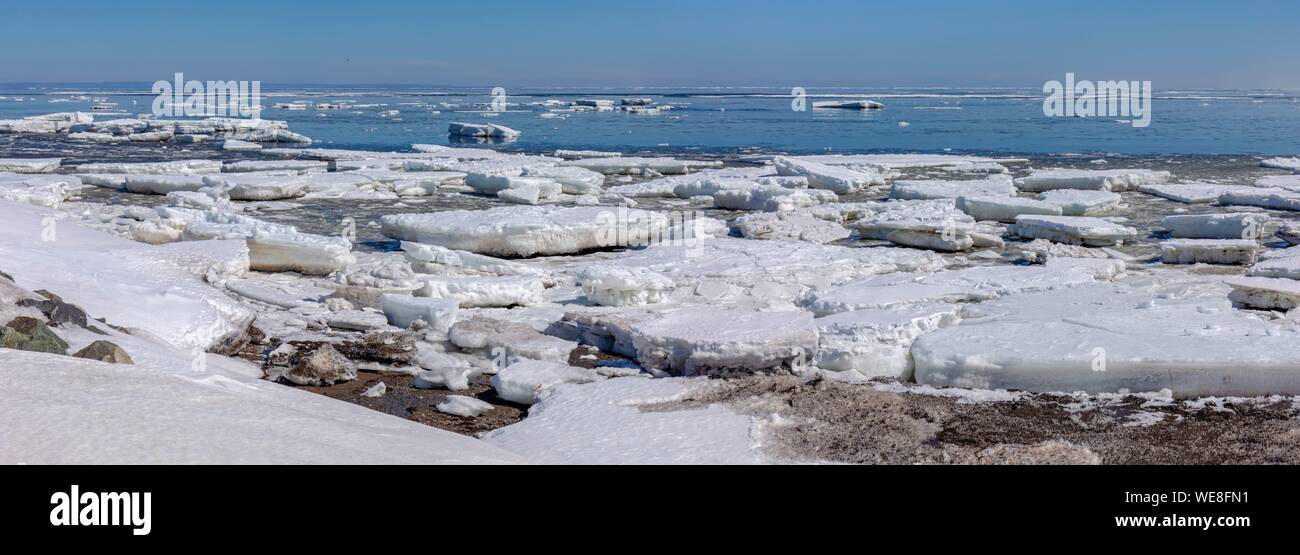 Kanada, Provinz le Nouveau-Brunswick, la région Chaleur, La Baie DES Chaleurs, La plage de Beresford lors de La Fonte de glaces Au Printemps Stockfoto