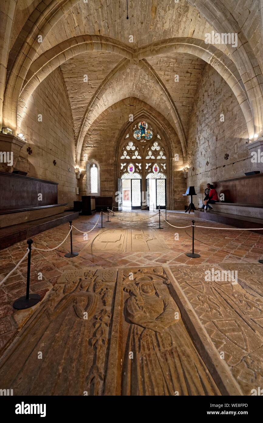 Spanien, Katalonien, Provinz Tarragona, Alt Camp Comarca, La Ruta del Cister, Kloster von Vallfogona de Riucorb, Kapitelsaal Stockfoto