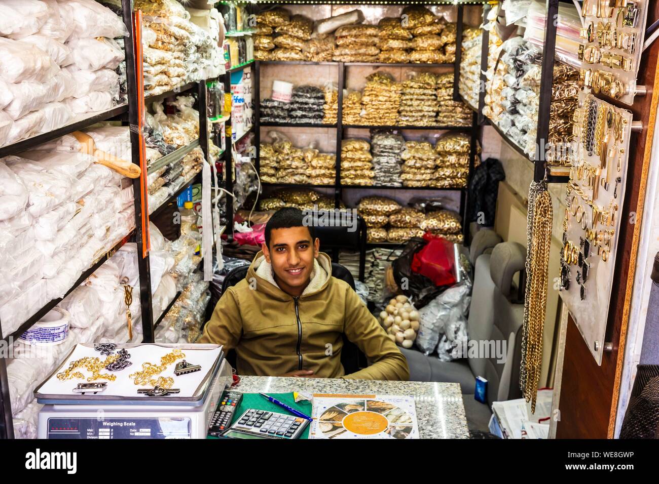 Marokko, Casablanca, alten Medina, schmuck shop Stockfoto