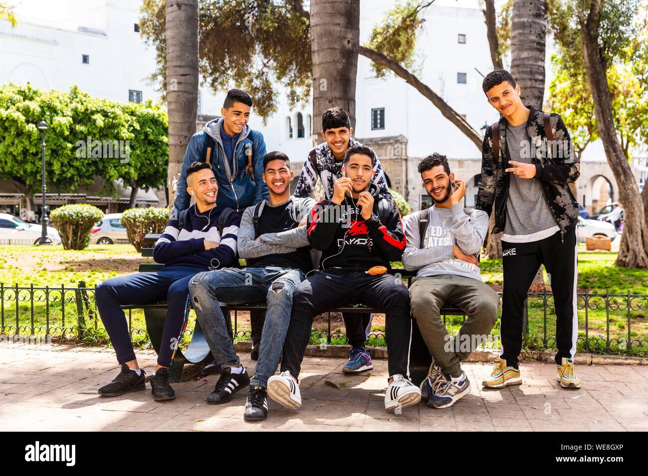Marokko, Casablanca, Habous Bezirk, Zurück zur Schule Stockfoto