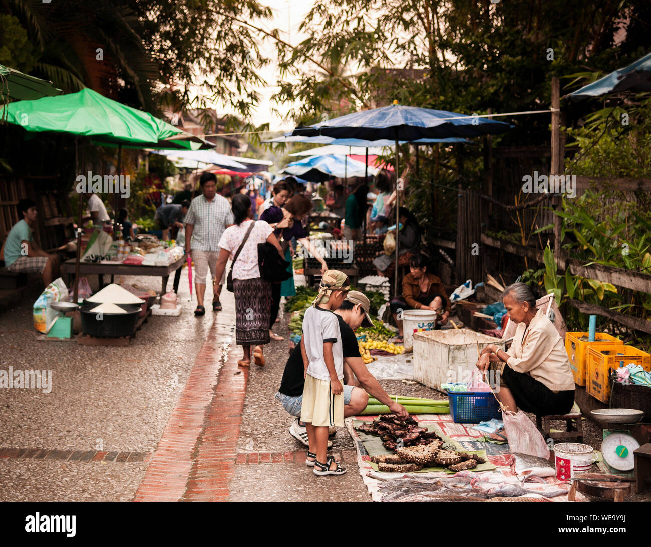 Sep 6, 2011 Luang Prabang, Laos: Morgen Markt beliebter Ort für touristische lokalen Lebensstil sehen. Stockfoto