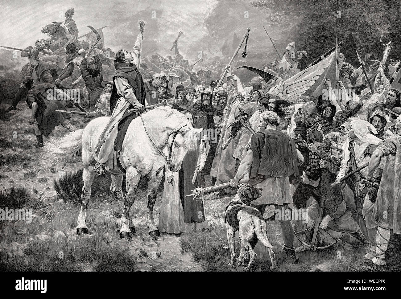 Bauern in der Schlacht von Worringen am 5. Juni 1288 Stockfoto