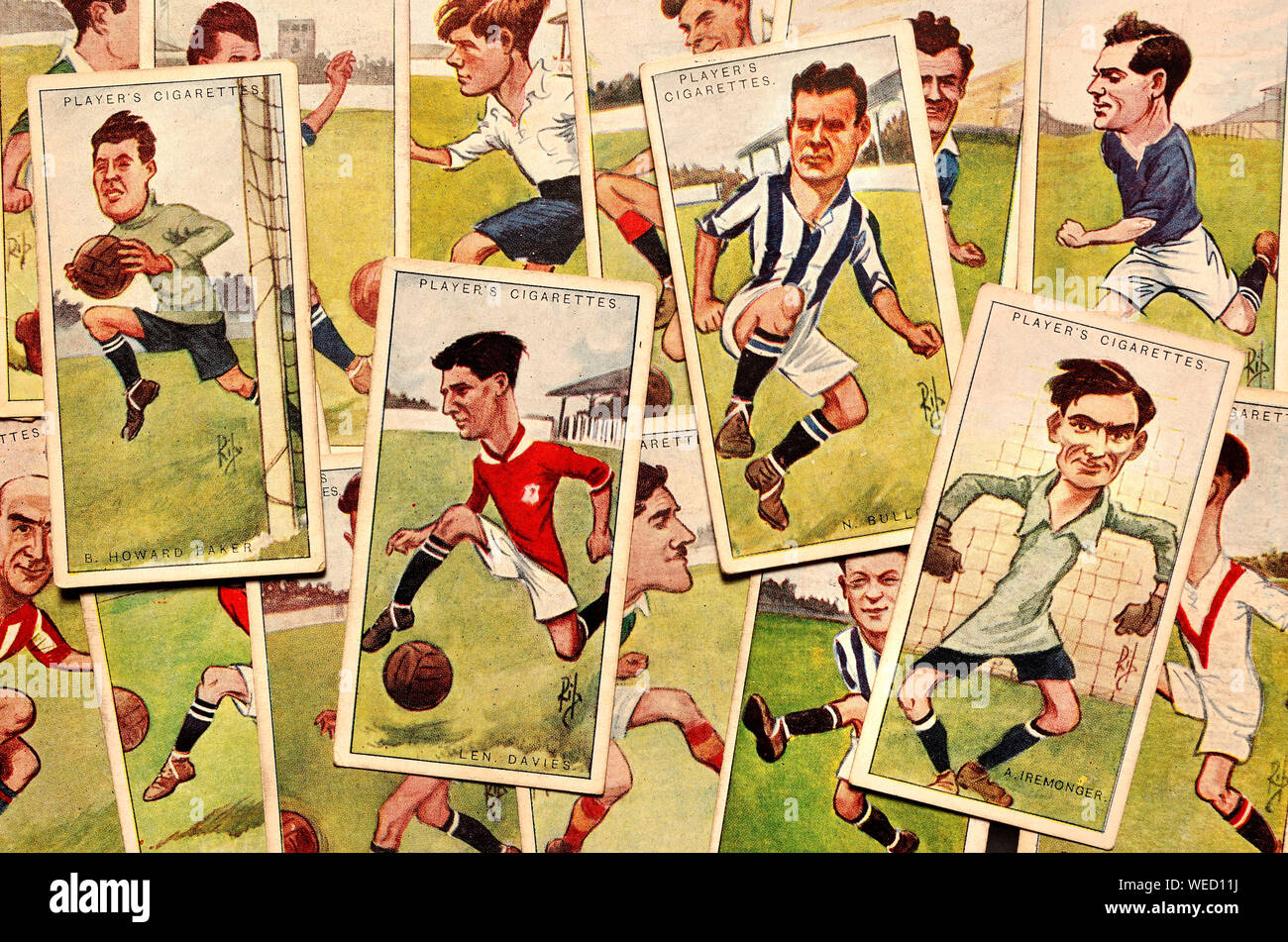 Zigarette Karten: Fußballer (John Player, 1926) Stockfoto