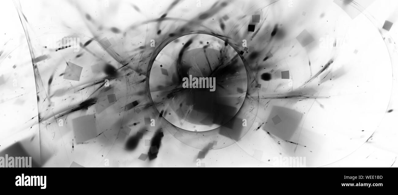 Dunkle Materie portal Schwarzweiß-Effekt, Computer generiert abstrakte Intensität Karte, 3D-Rendering Stockfoto