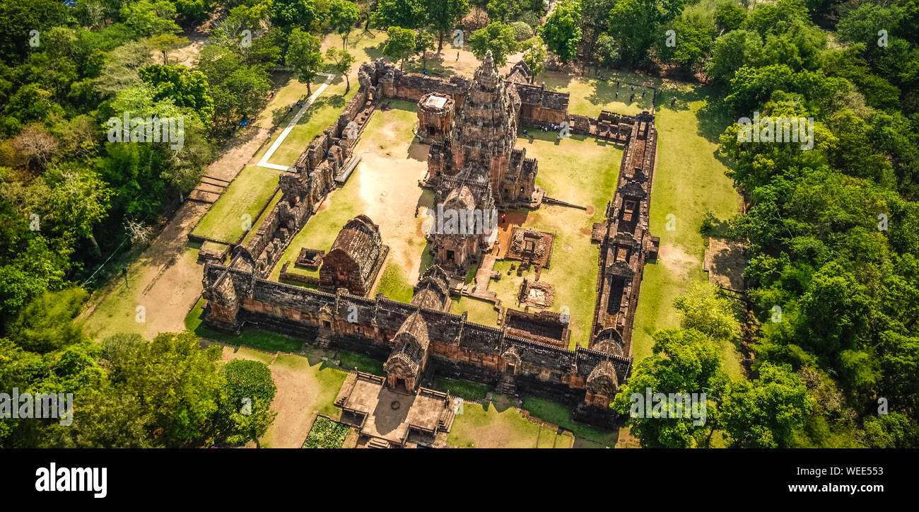 Phanom Rung Historical Park Luftaufnahme in Buriram, Thailand Stockfoto