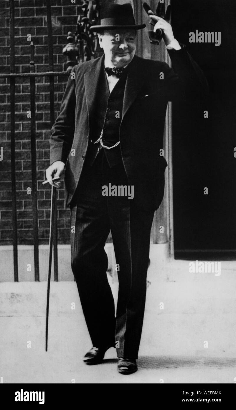 Winston Churchill am 10. Mai 1940, dem Tag, an dem er Premierminister wurde Stockfoto