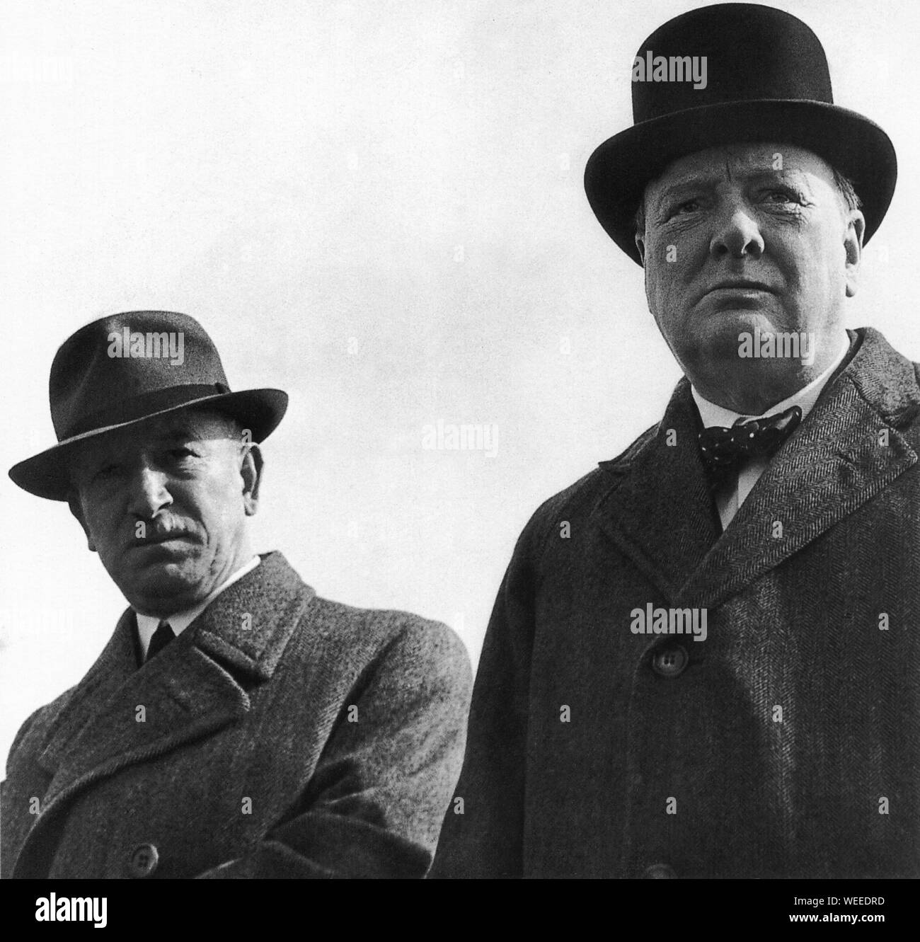 Winston Churchill mit Eduard Benes, Präsident der Tschechoslowakei. April 1941. Stockfoto