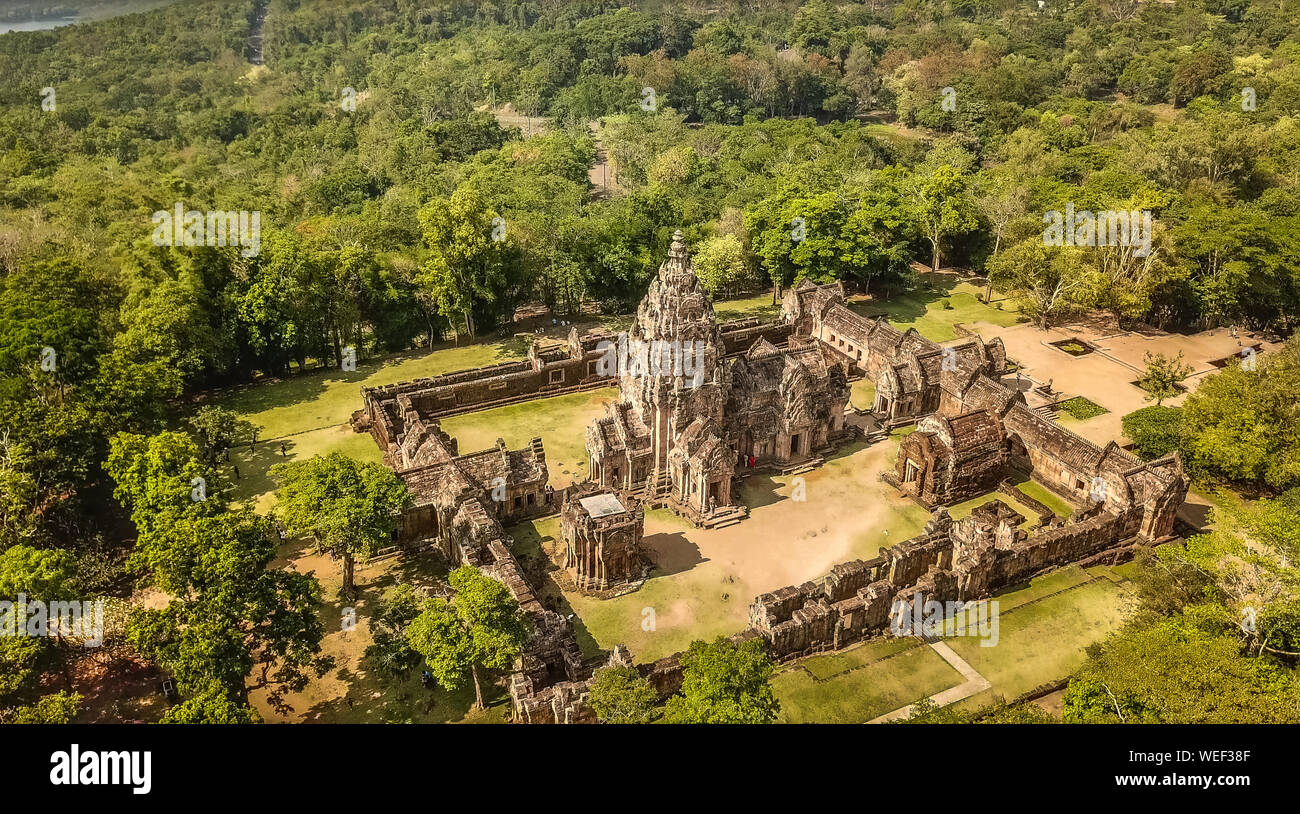 Phanom Rung Historical Park Luftaufnahme in Buriram, Thailand Stockfoto