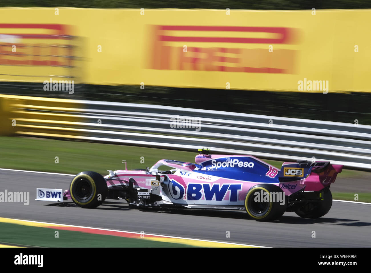 Spa Francorchamps, Belgien. 30 Aug, 2019. Racing Point UK Limited Driver LANCE SPAZIEREN (können), die in Aktion im zweiten Freien Training der Formel 1 Grand Prix von Belgien in Spa-Francorchamps - Belgien Quelle: Pierre Stevenin/ZUMA Draht/Alamy leben Nachrichten Stockfoto