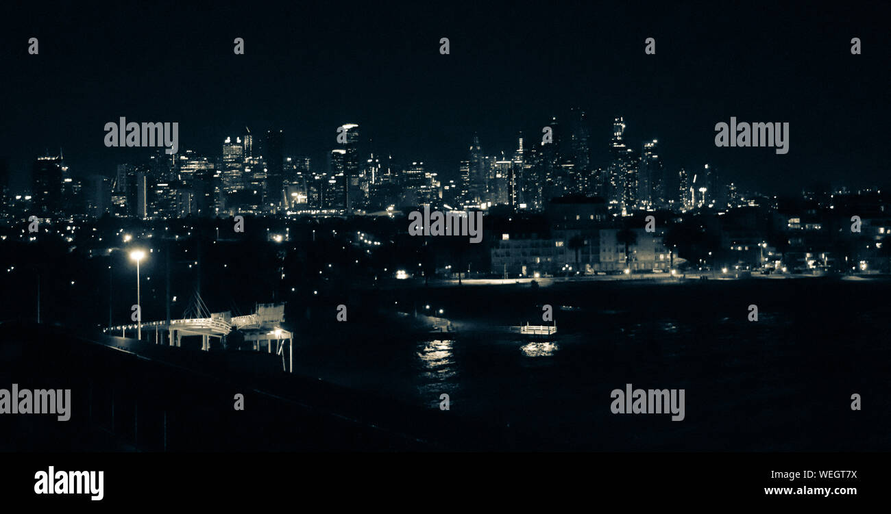 Melbourne Stadtbild, Sky Line, Nacht, Australien Stockfoto