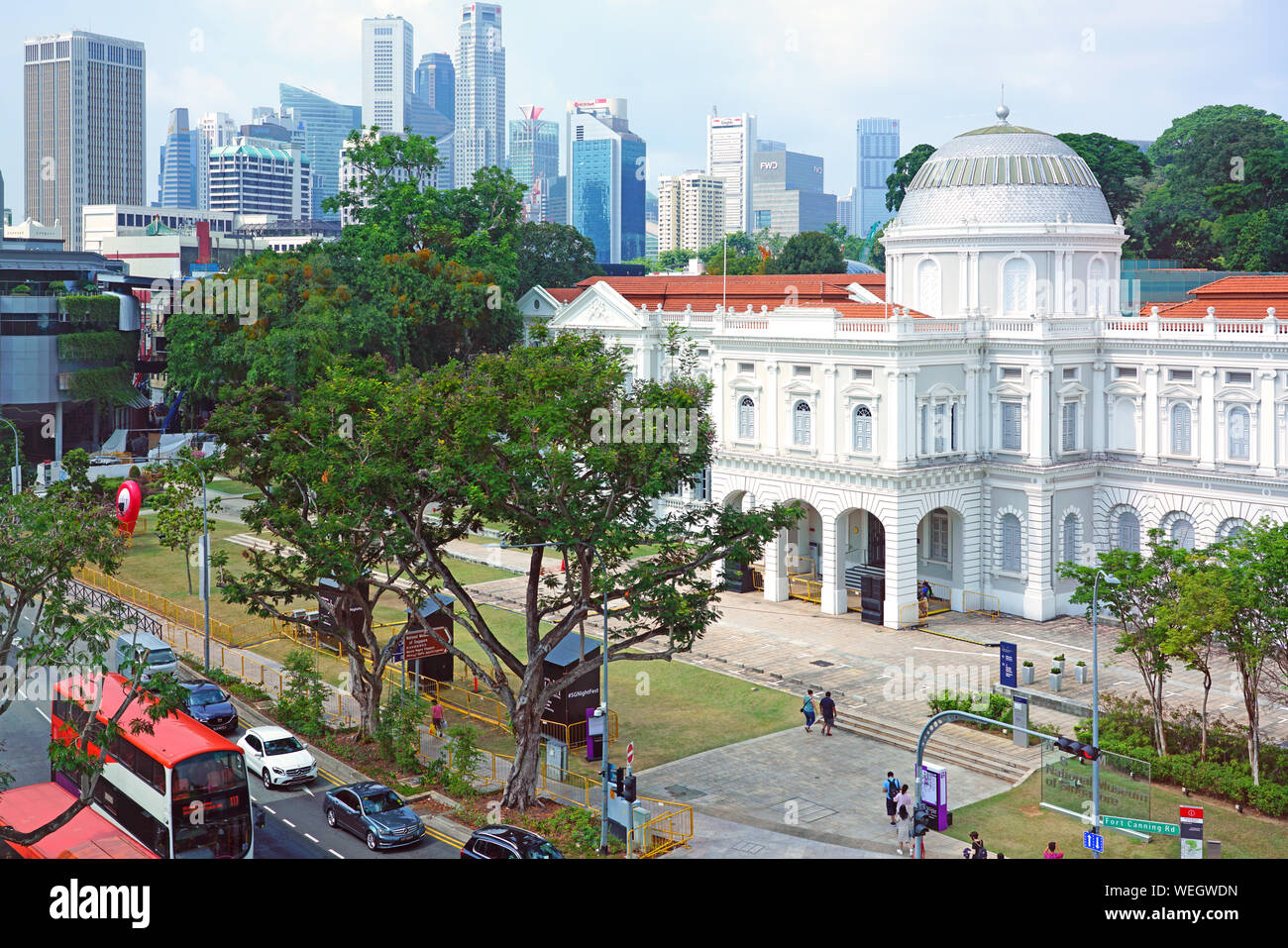 Singapur-23 Aug 2019 - Blick auf das Nationalmuseum von Singapur, eine Sehenswürdigkeit Museum präsentiert Ausstellungen, die die Geschichte von Singapur. Stockfoto