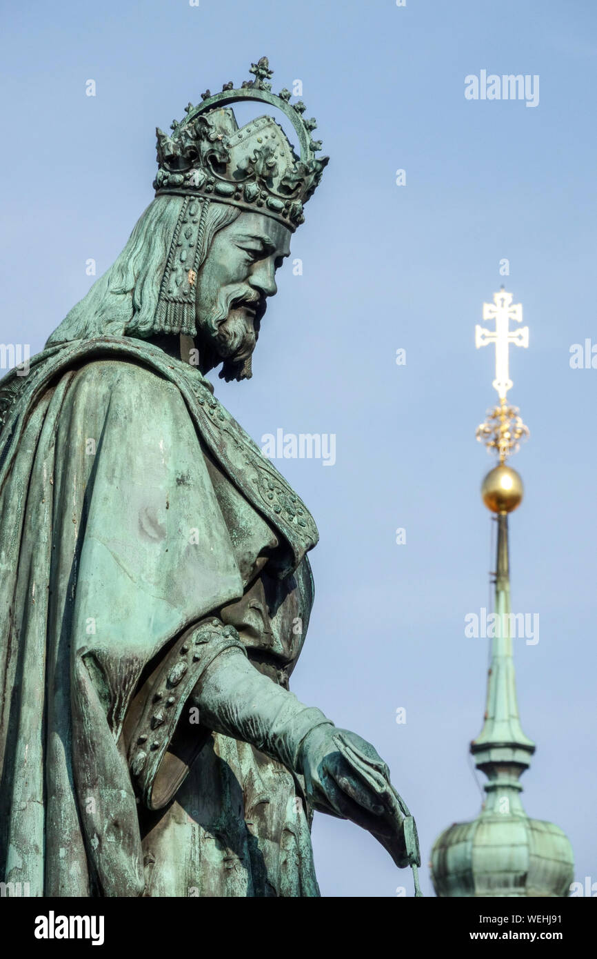 Statue von Karl IV Prag, Kaiser des Heiligen Römischen Reiches Stockfoto
