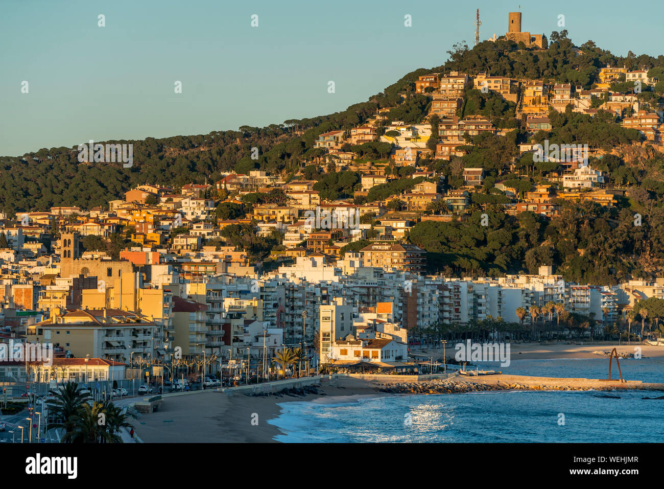 Strand Sabanell ALTSTADT BLANES COSTA BRAVA GERONA KATALONIEN SPANIEN Stockfoto