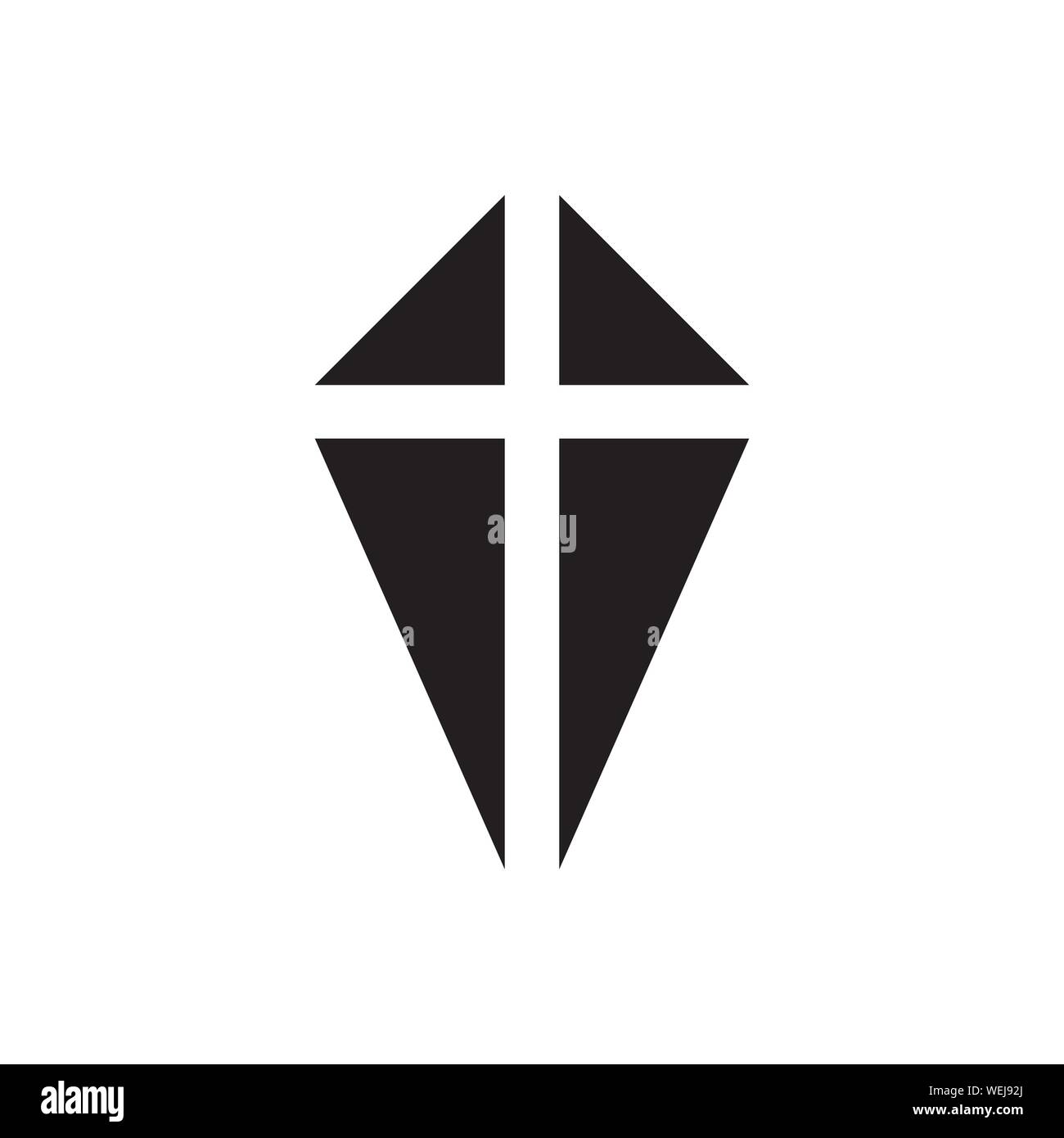 Christliche Symbol, schwarze Grabstein Kreuz Symbol. Die Bestattung logo Vorlage. Isolierte Vector Illustration. Stock Vektor