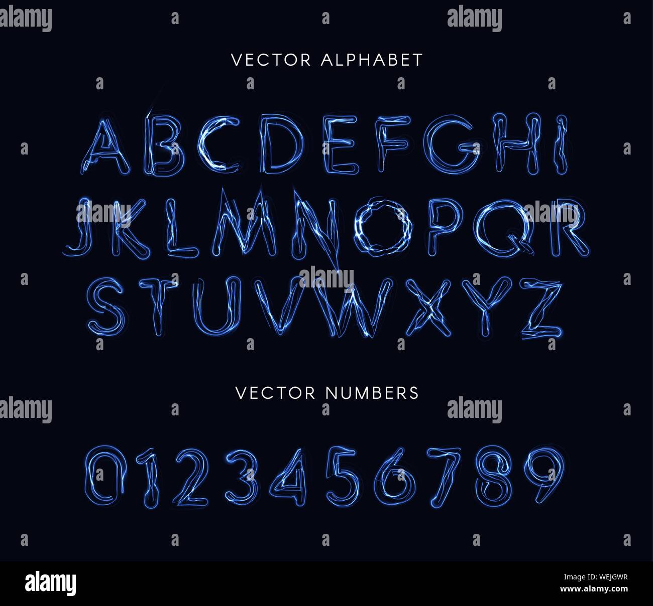 Strom Zum Schwarzen Meer 7 Buchstaben Blauer Blitz stil Buchstaben und Zahlen. Ungewöhnliche plasma Font