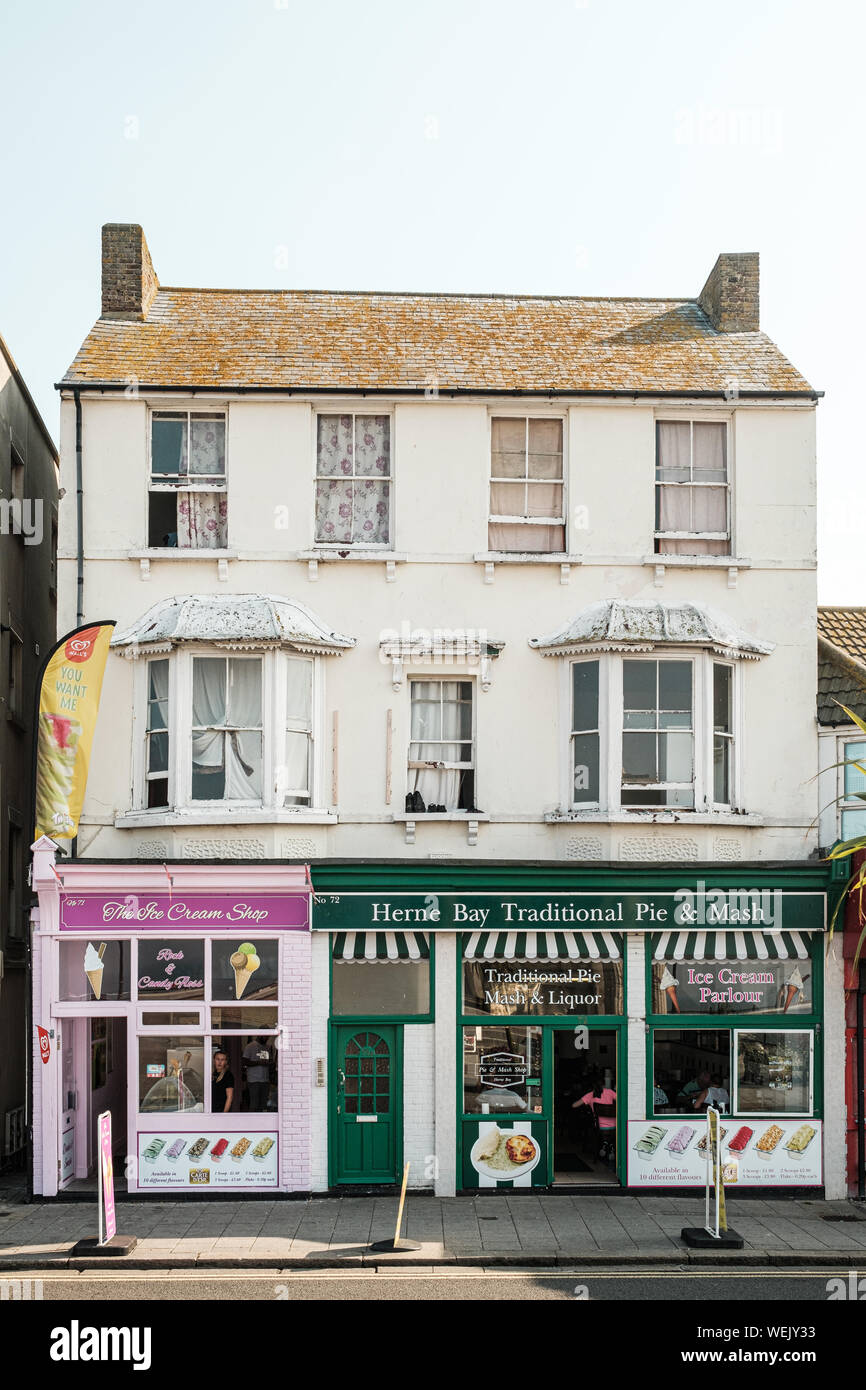 Die Eisdiele & Herne Bay traditionelle Pie & Mash, Herne Bay, Kent, Großbritannien Stockfoto