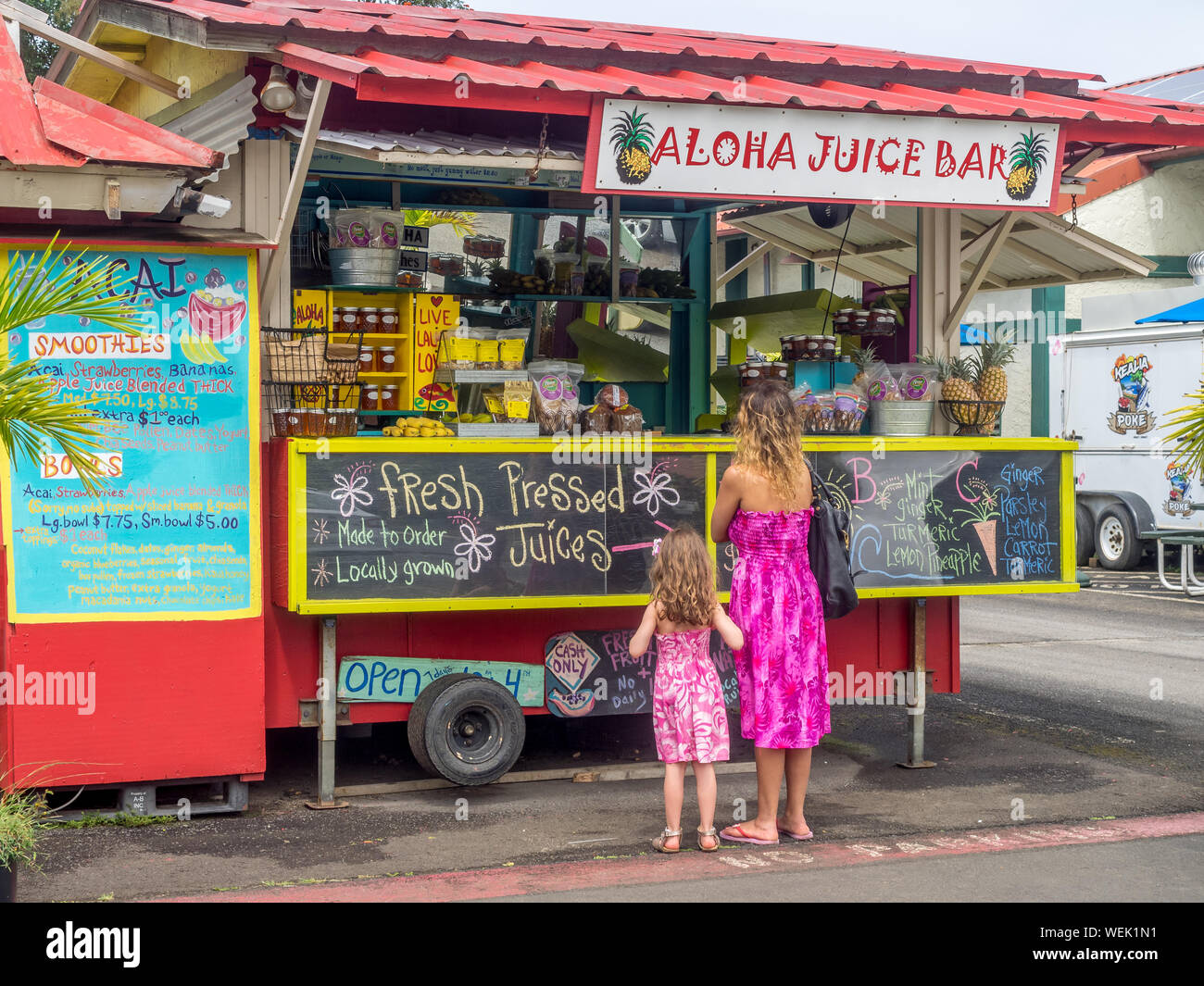 Aloha Juice Bar am 4. März 2017 auf Kauai, Hawaii. Hanalei ist einer der beliebtesten Ferienorte