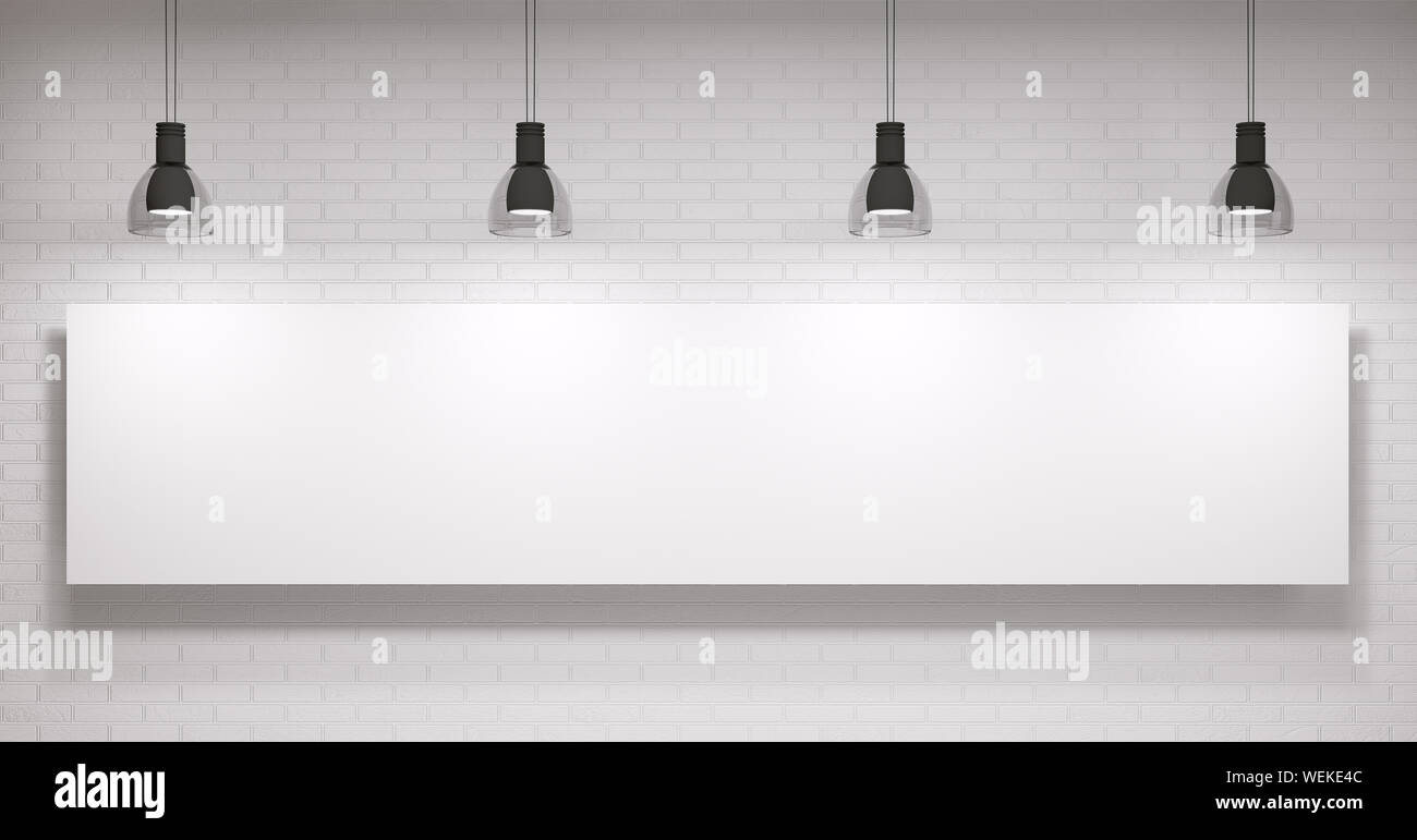 Poster und Lampen über die Mauer Stockfoto