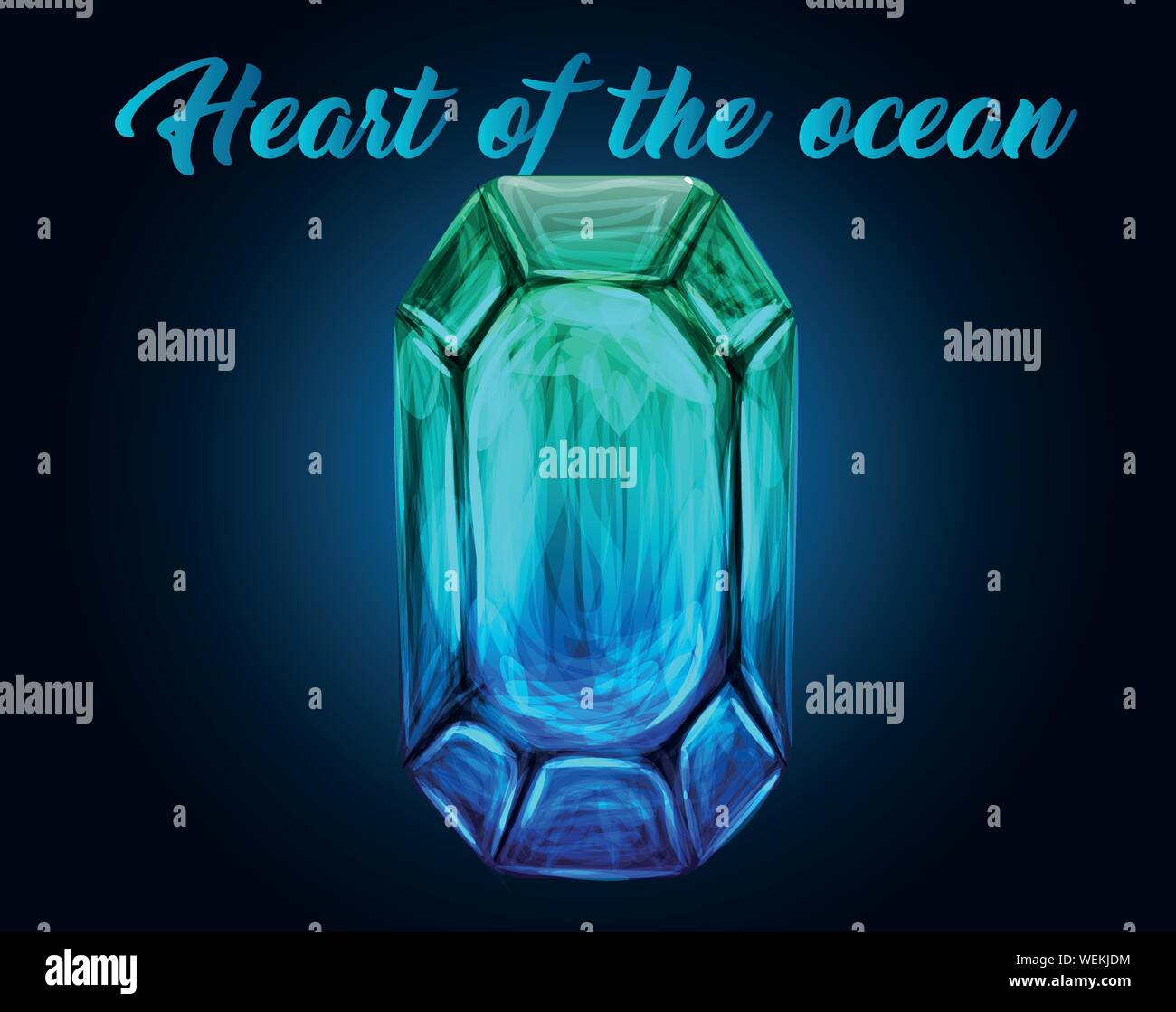 Herz des Ozeans - Titanic inspiriert Foto. Magic Emerald, Mondstein, Diamant Edelstein Vektor Stock Vektor