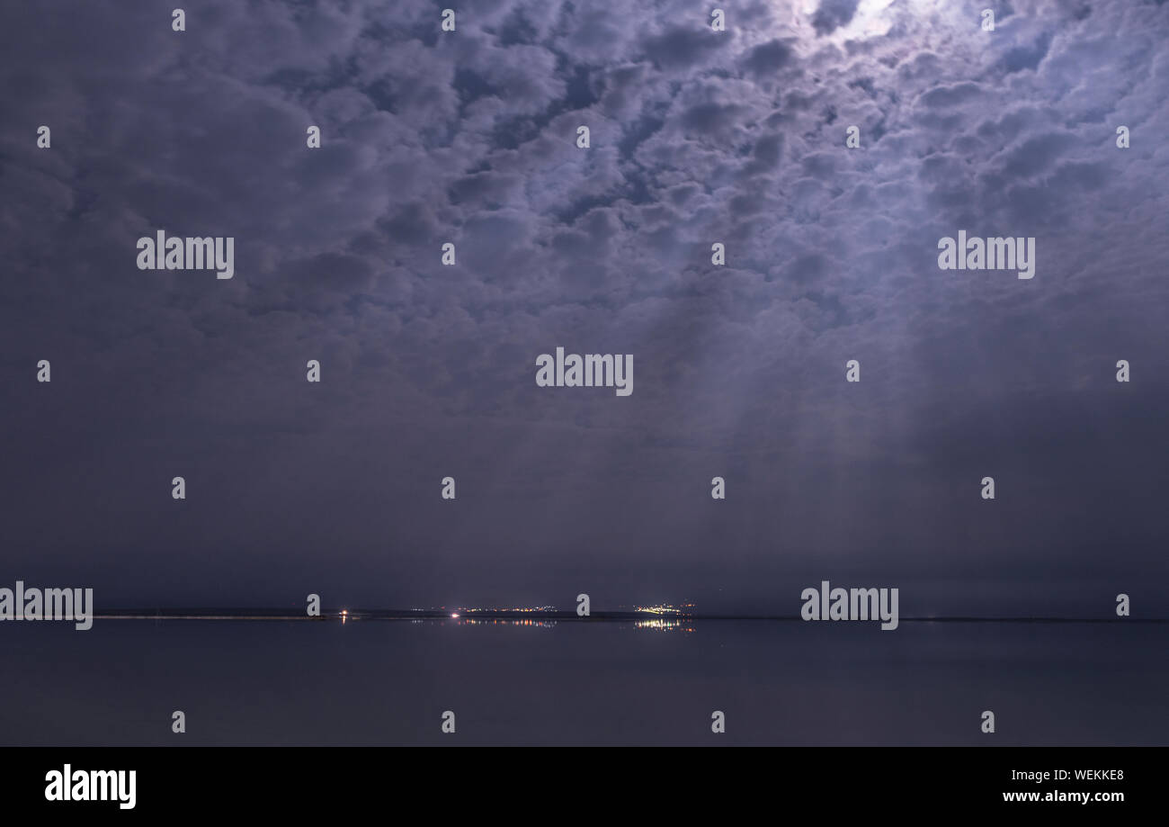 Moonlight über dem Toten Meer, Israel Stockfoto