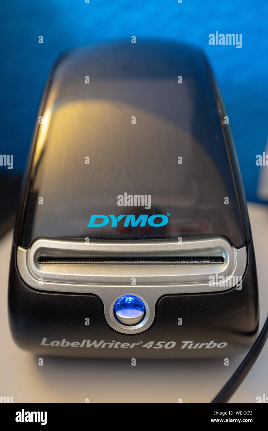 In der Nähe von Dymo Labelwriter 450 Turbo, einem beliebten Business Label Printer, 29. August 2019. () Stockfoto