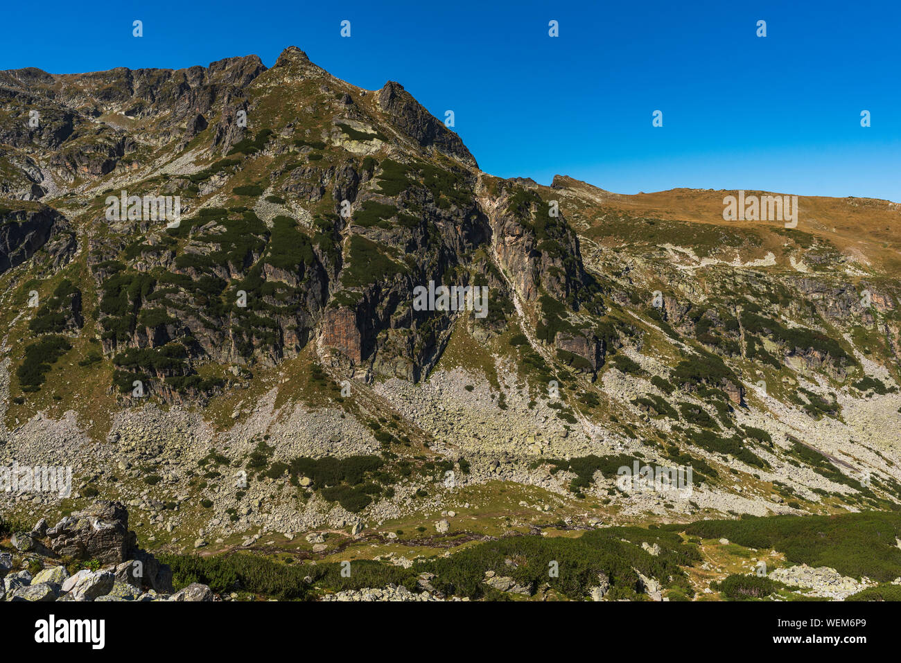 Super Sommer Landschaft von malyovitsa Peak, Rila Gebirge, Bulgarien Stockfoto