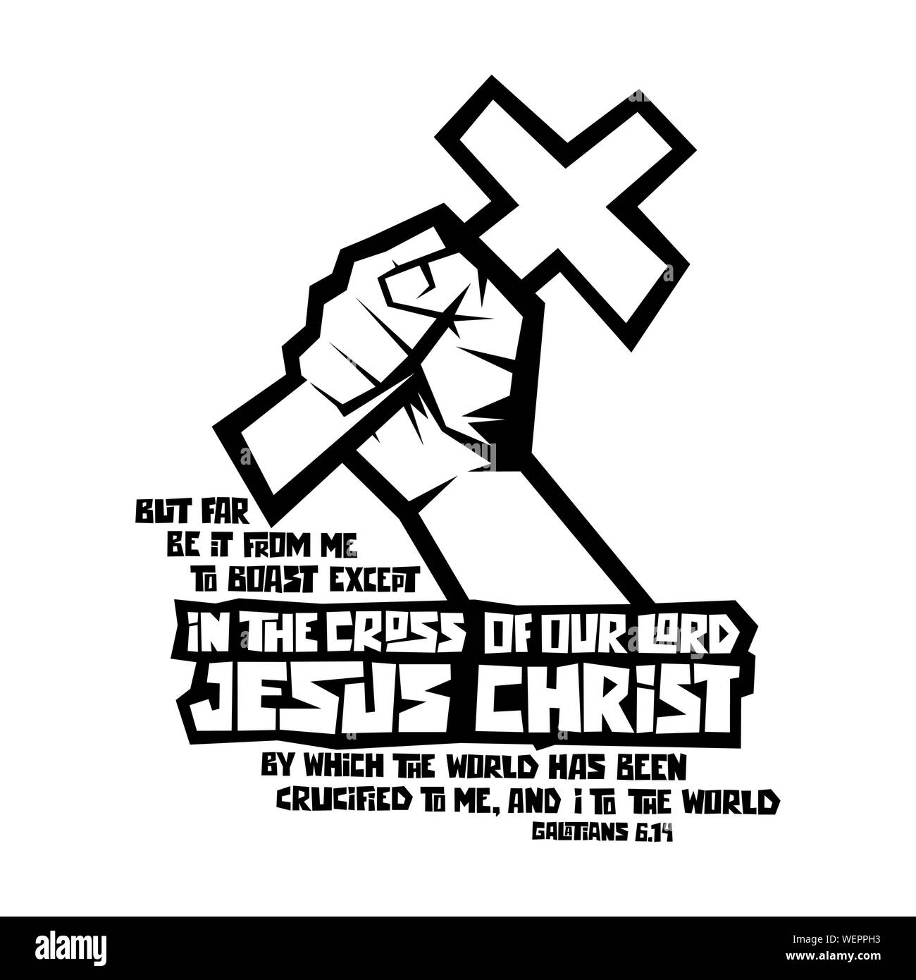 Christian Typografie, Schrift und Illustration. Das Kreuz unseres Herrn Jesus Christus. Stock Vektor