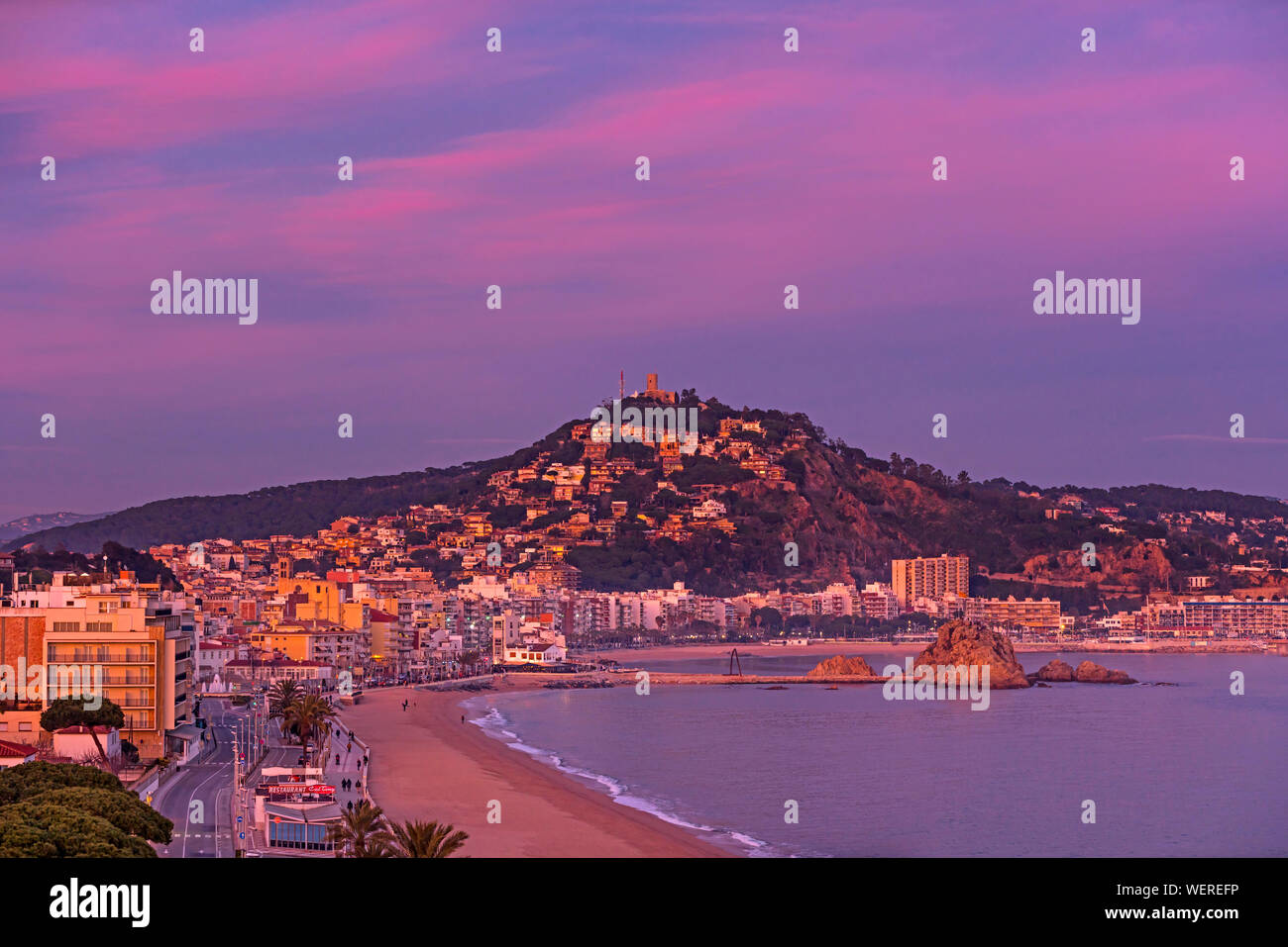 Strand Sabanell ALTSTADT BLANES COSTA BRAVA GERONA KATALONIEN SPANIEN Stockfoto