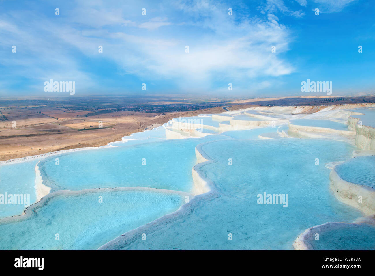 Die bezaubernden Pools von Pamukkale in der Türkei. Stockfoto