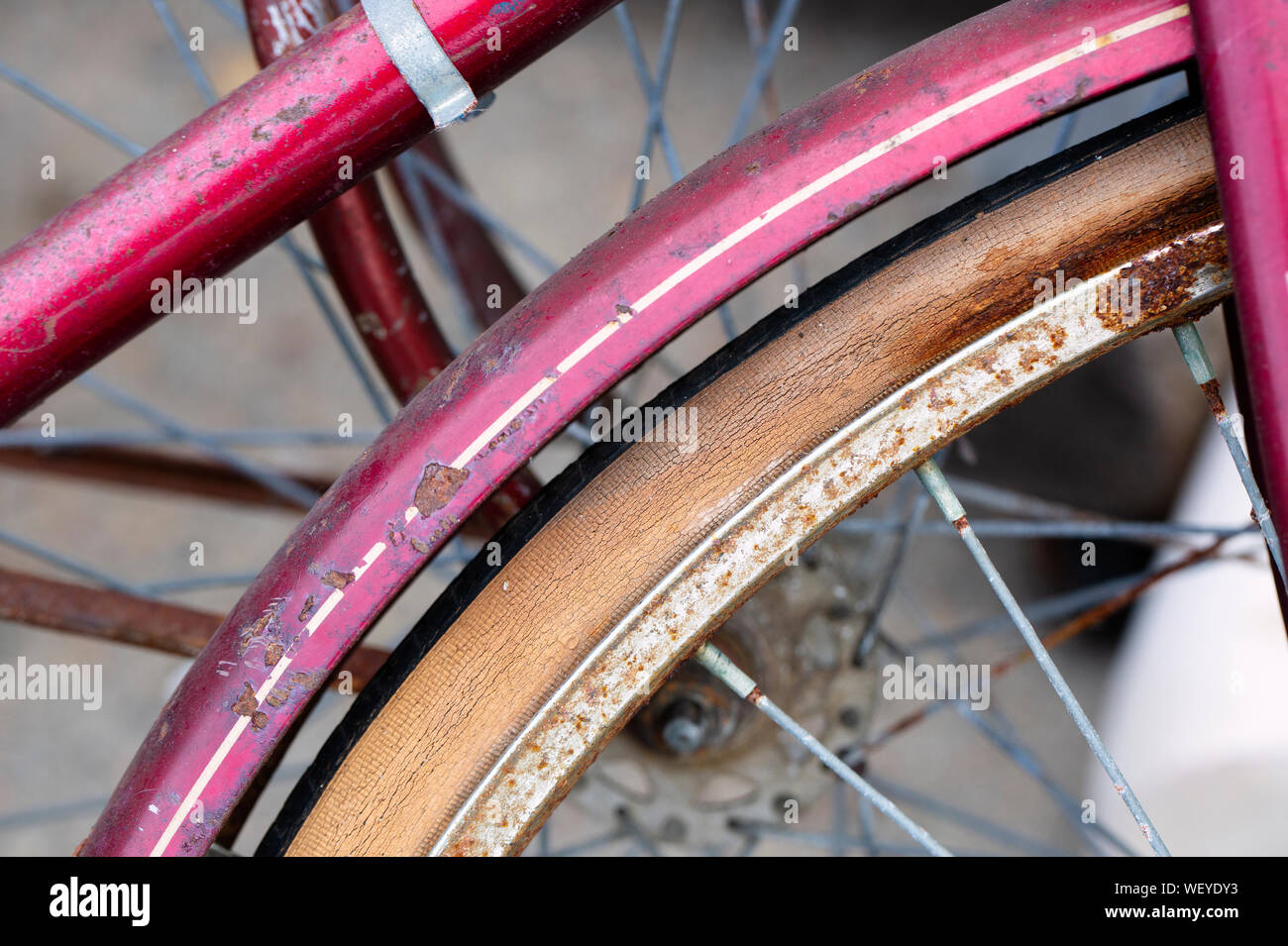 Close-up vintage Fahrräder Räder Stockfoto