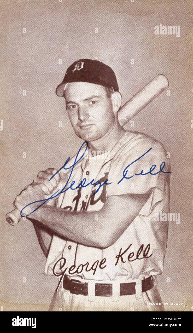 Handsignierte Bild der Hall of Fame Baseball spieler George Kell in den 40er und 50er Jahren. Stockfoto