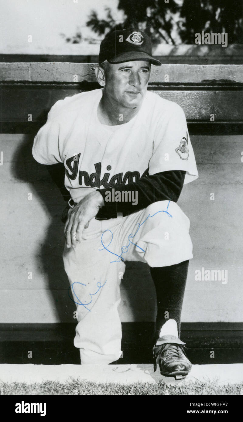 Autographiertes Foto der Hall of Fame Baseball spieler Al Lopez, die in den 1930er und 1940er Jahren gespielt und wurde später ein Manager. Stockfoto