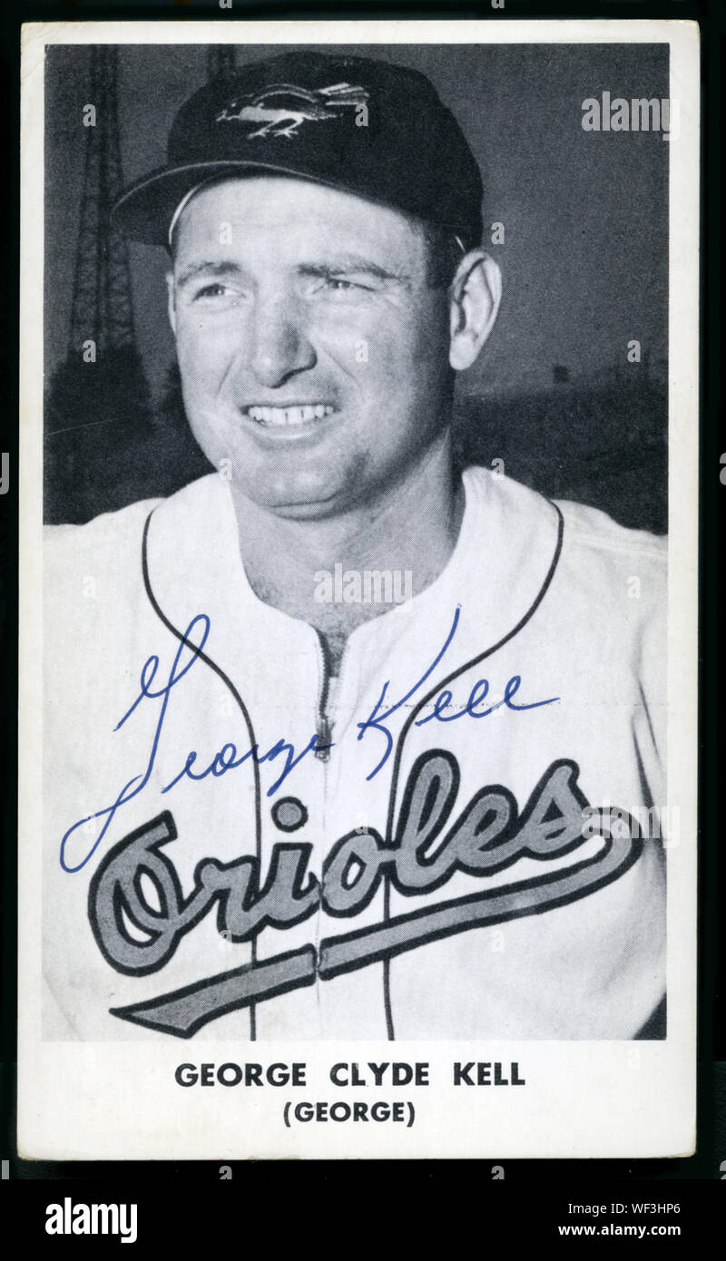 Handsignierte Bild der Hall of Fame Baseball spieler George Kell in den 40er und 50er Jahren. Stockfoto