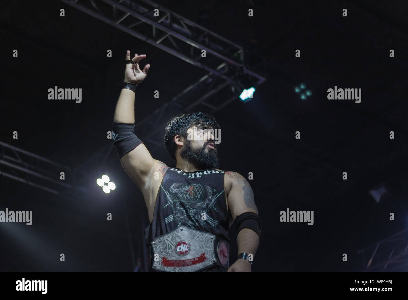 CHILE wrestling CNL. Al-Cold 'El Emperador''El Más Pequeño''El Pistolero del Puerto''El Pistolero de San Antonio ''la Leyenda Hardcore' Stockfoto