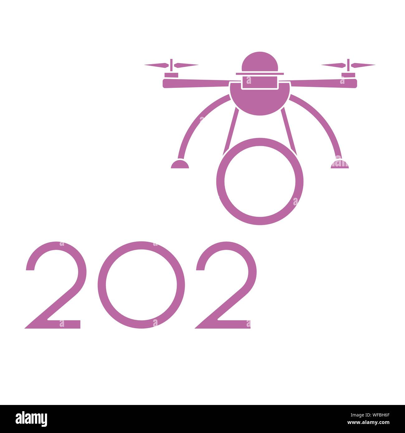 Frohes Neues Jahr Vector Illustration mit Drone übertragungen Zahlen 2020. Design für Poster, party Karte drucken. Stock Vektor