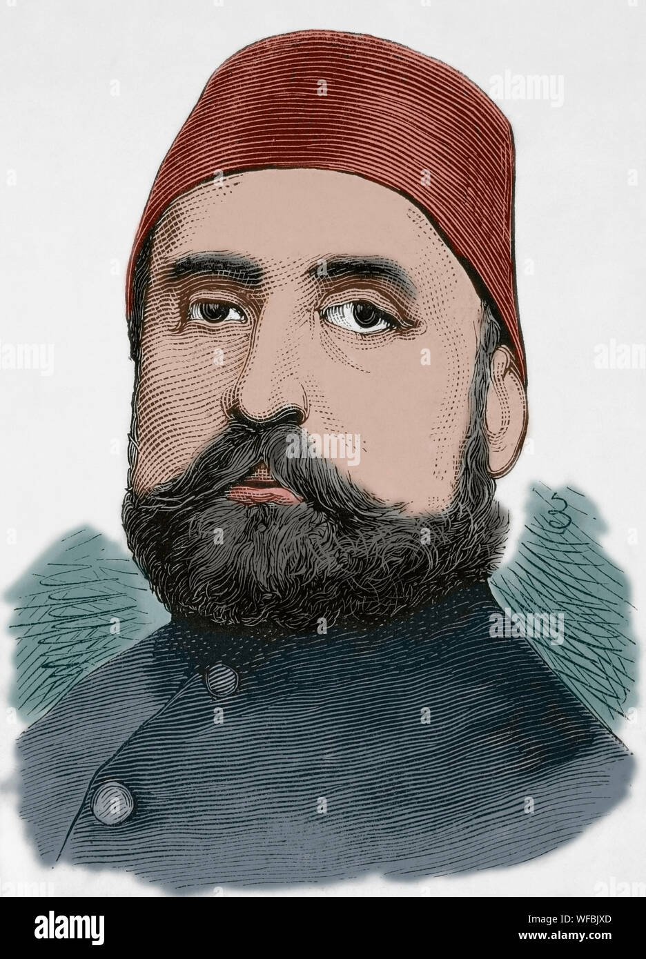 Rushdi Mehmed Pascha (1811-1882). Großwesir des Osmanischen Reiches für fünf separaten Bedingungen. Gravur. La Ilustracion Española y Americana, 30. Juni 1876. Später Färbung. Stockfoto