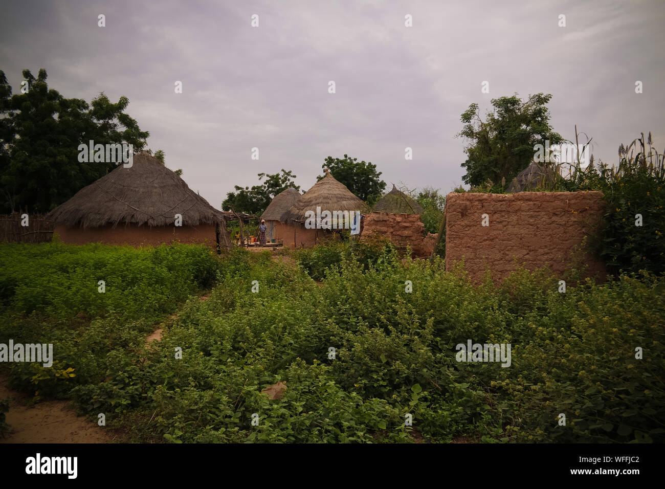 Panoramablick auf Bkonni Dorf Hausa Personen in Tahoua, Niger Stockfoto