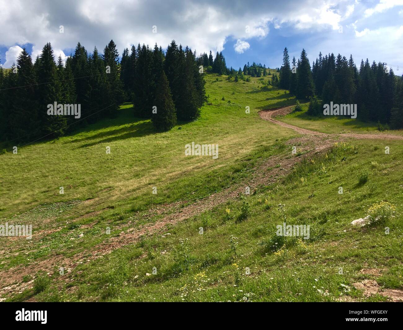 Straße durch eine ländliche Landschaft, Bosnien und Herzegowina Stockfoto