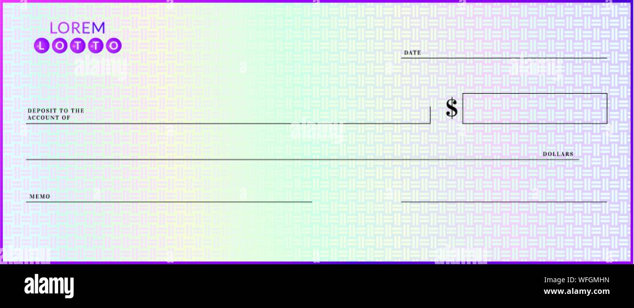 leere lotterie scheckvorlage. fake check seite mockup stock