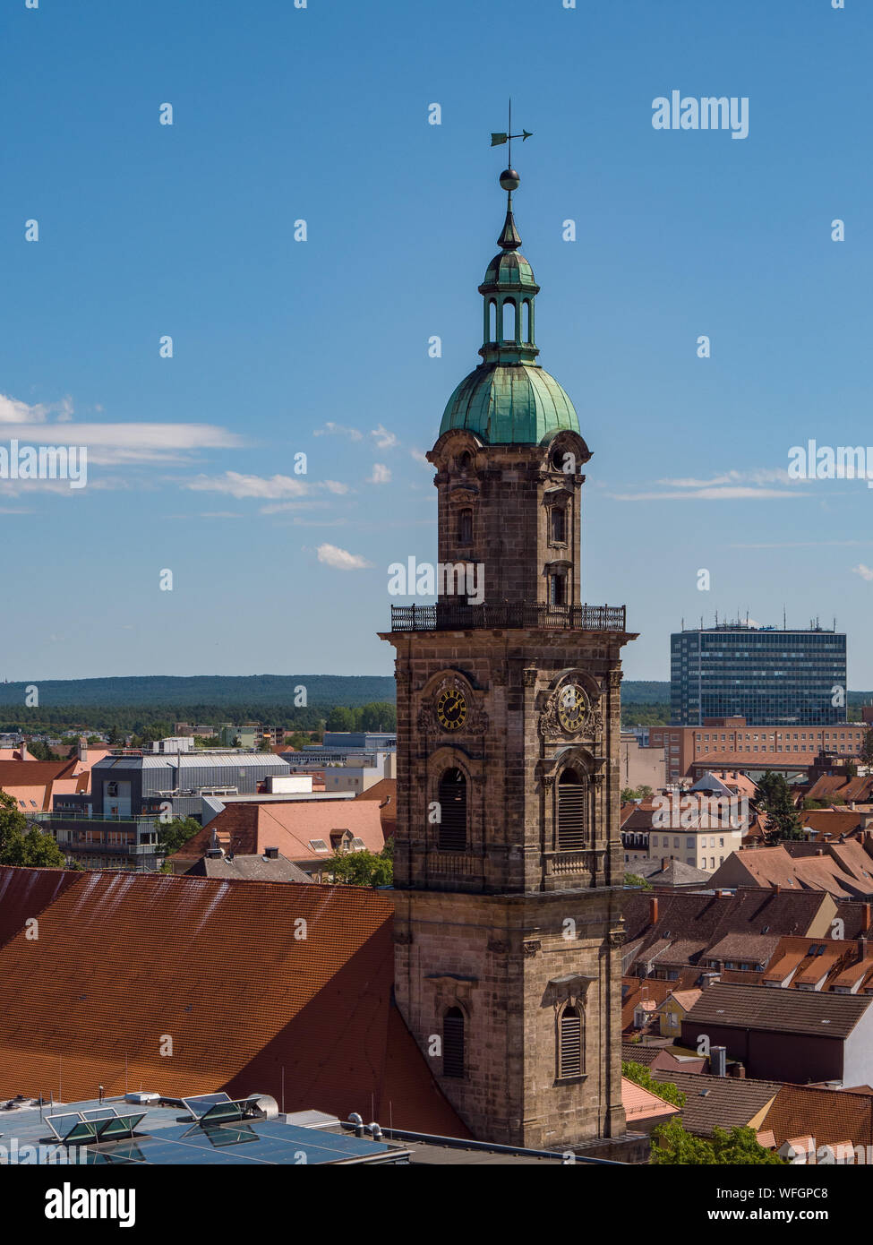 Luftaufnahme der Neustaedter Kirche von Erlangen in Deutschland Stockfoto
