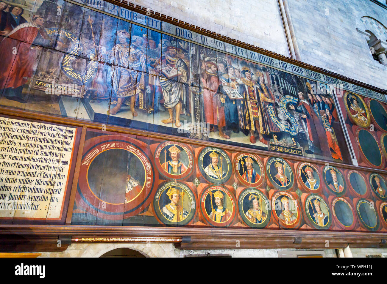 Alten Tudor Tafelbilder von Lambert Barnard in Chichester Cathedral in Chichester, eine Stadt in der Grafschaft Stadt West Sussex, Südengland, Großbritannien Stockfoto