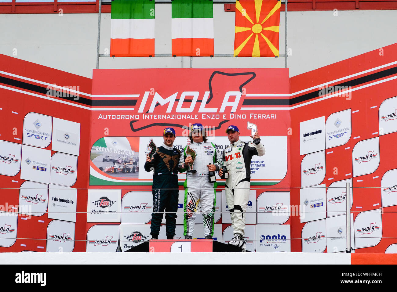 IL PODIO DI GARA 1 während des Tcr Italien Touring Car Championship (Race 1), Imola, Italien, 31. August 2019, Motoren Grand Tourismus Stockfoto
