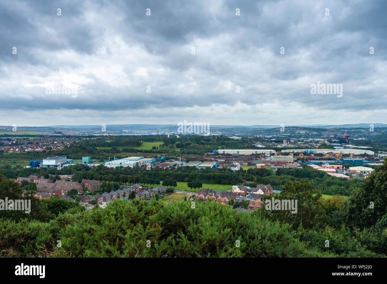 Blick Richtung Sheffield von Rotherham Stockfoto