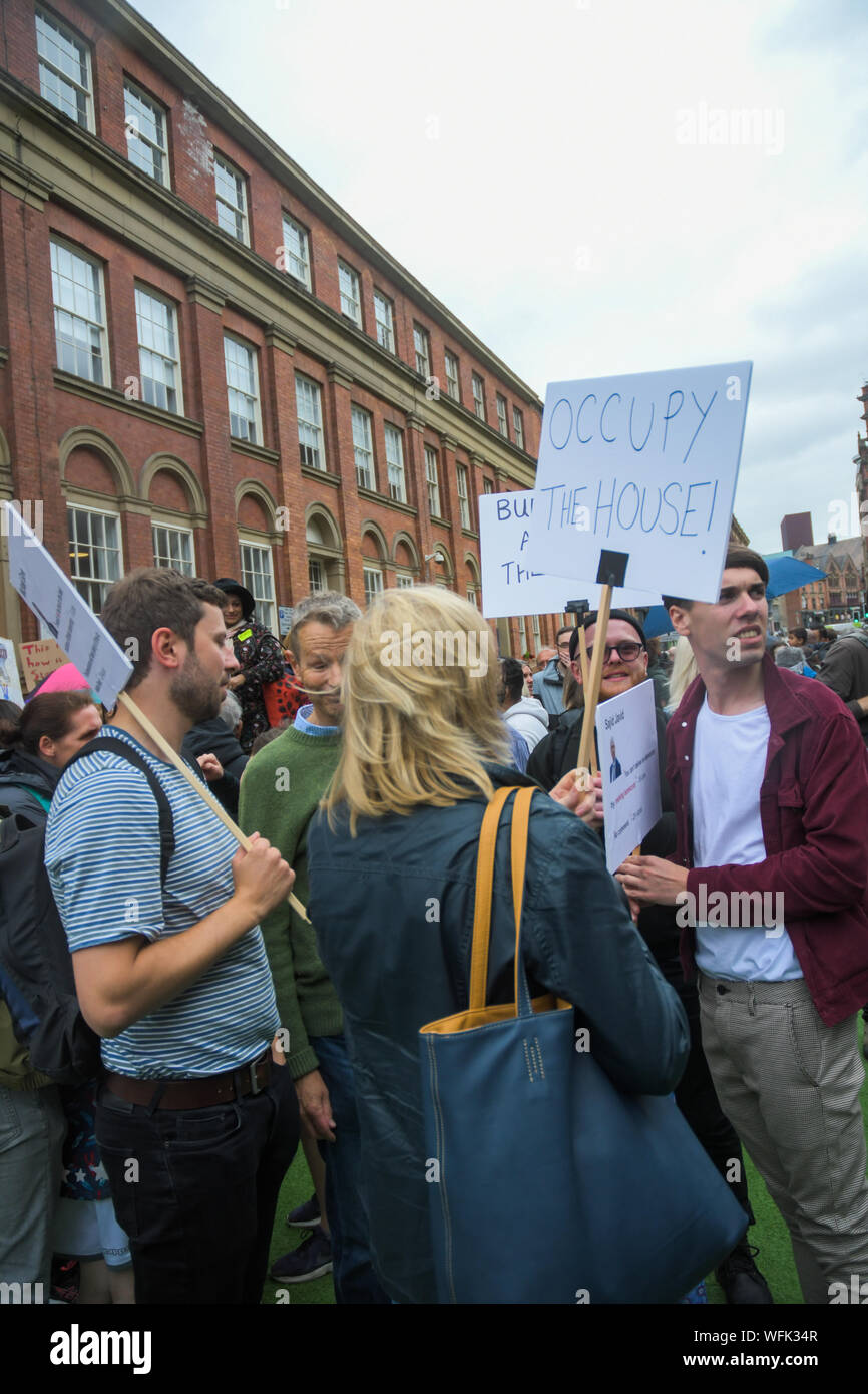 Protest gegen proroguing Parlament 31.08.2019 in Leeds nahm Stockfoto